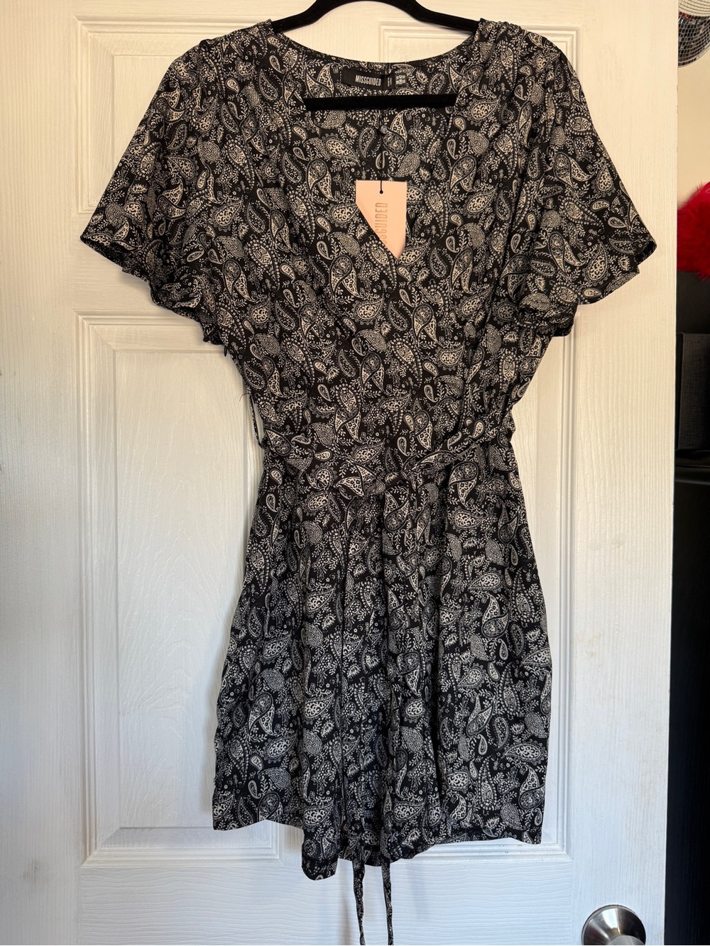 Black & White Paisley Wrap Romper